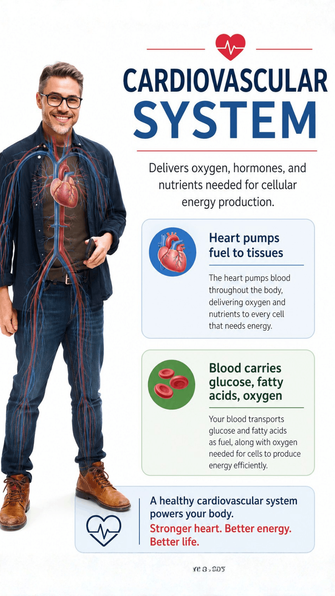 Cardiovascular System Infographic for Energy Production